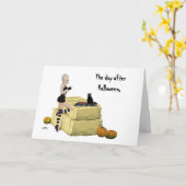 ブロンド魔女ピンアップガールハロウィーンのグリーティングカード カード (黄色い花)