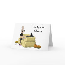 ブロンド魔女ピンアップガールハロウィーンのグリーティングカード