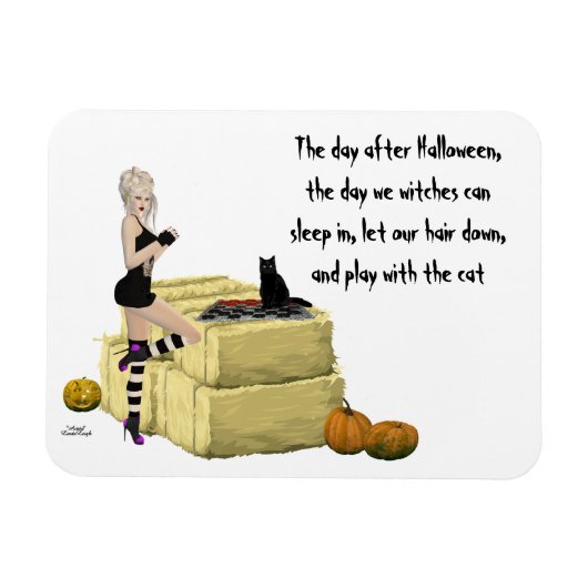 ブロンド魔女ピンアップガールフレキシブルマグネット マグネット (横)