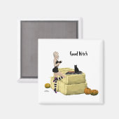 ブロンド魔女ピンアップガールマグネット マグネット (正面/裏面)