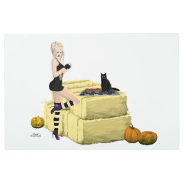 ブロンド魔女ピンアップガールメタルウォールアート メタルプリント