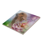 ブロンド・アフガン・ハウンド・フラワーズ・ドッグ タイル (側面)