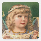 ブロンド・エンジェルとクリスマスバナー スクエアシール (正面)
