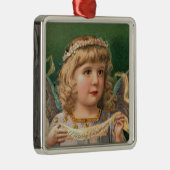 ブロンド・エンジェルとクリスマスバナー メタルオーナメント (右)