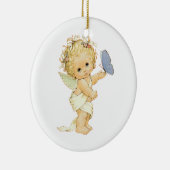 ブロンド・エンジェルベビーと蝶。金属オーナメント セラミックオーナメント (右)