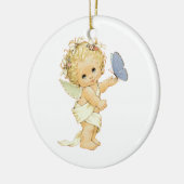 ブロンド・エンジェルベビーと蝶。金属オーナメント セラミックオーナメント (左)