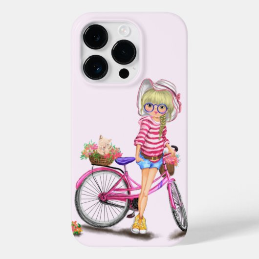 ブロンド・ガールとピンク・バイク Case-Mate iPhoneケース (裏面)