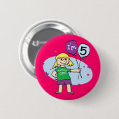 ブロンド・ガールズ私は5誕生日 缶バッジ (正面&裏面)