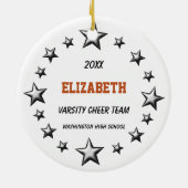 ブロンド·チアリーダー·ポム·ポム·インオレンジ&ブラック セラミックオーナメント (裏面)
