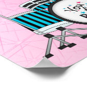 ブロンド・ドラマー・ガール、星とピンク ポスター (角)