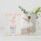 ブロンド・バレリーナのピンクドレス写真 招待状 (スタンド正面)