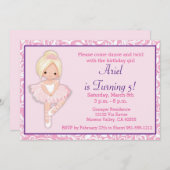 ブロンド バレリーナの誕生日招待状 招待状 (正面/裏面)
