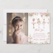 ブロンド・バレリーナ・マジカル誕生日写真ありがとう 招待状 (正面)