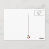 ブロンド・ヒッピー・ガール、花と虹の平和 ポストカード (裏面)