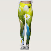 ブロンド&ブレーク – パターン（の模様が）あるレギンス – ブラックロゴ レギンス (正面)