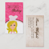 ブロンド・ベイカーonピンク・ブラウン・カップケーキ・ビジネス・カード 名刺 (正面/裏面)