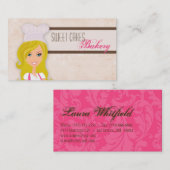 ブロンド・ベイカーonピンク・ブラウン・カップケーキ・ビジネス・カード 名刺 (正面/裏面)