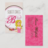 ブロンド・ベイカーonピンク・ブラウン・カップケーキ・ビジネス・カード 名刺 (正面/裏面)