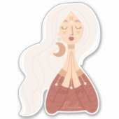 ブロンド・ボホの女性は肯定をパーソナライズされた吸う シール (正面)