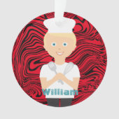 ブロンド·ボーイ·シェフ·ハット·料理ベーキング オーナメント (正面)