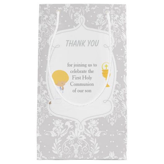 ブロンド・ボーイ・ファースト・コミュニオンダマスク スモールペーパーバッグ (正面)