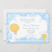 ブロンド・ボーイ・ファースト・コミュニオンダマスク 招待状 (正面)