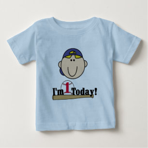 ブロンド・ボーイ・ベースボール1st誕生日Tシャツ ベビーTシャツ