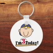 ブロンド・ボーイ・ベースボール3歳の誕生日 キーホルダー (正面)