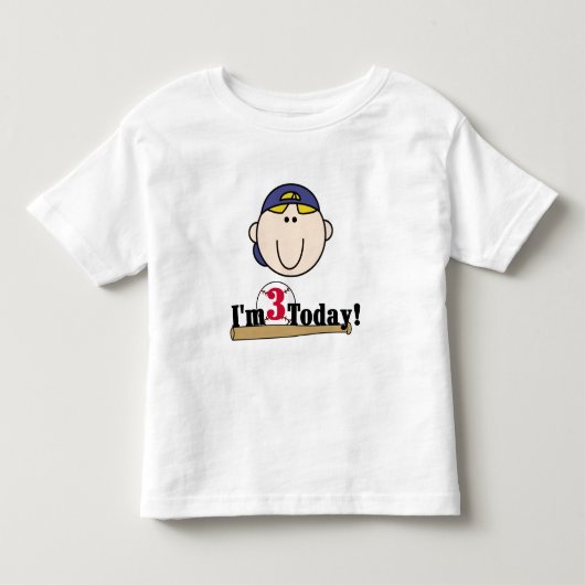 ブロンド・ボーイ・ベースボール3歳の誕生日 トドラーTシャツ (正面)