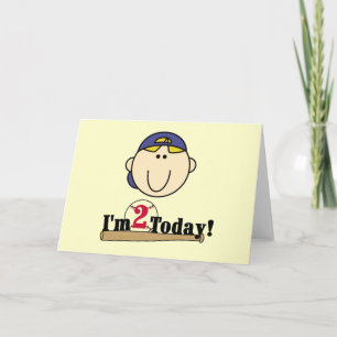 ブロンド・ボーイ・野球2歳の誕生日Tシャツ カード