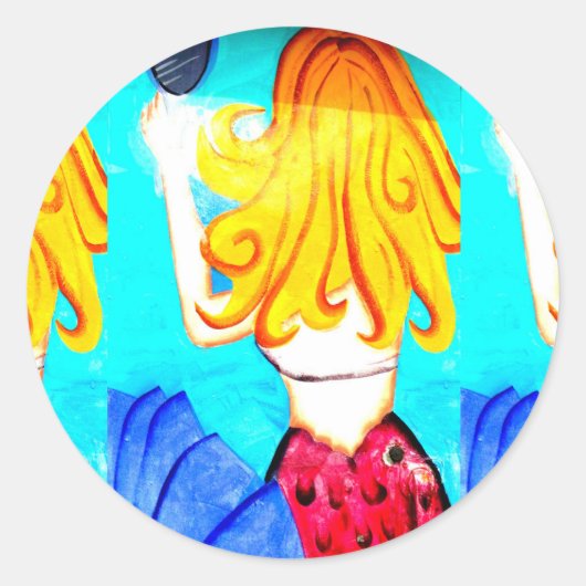 ブロンド・マーメイドのステッカー ラウンドシール (正面)