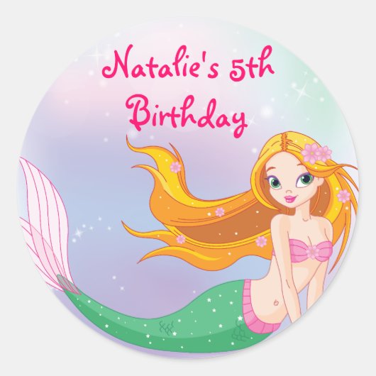 ブロンド・マーメイド好意バッグステッカー ラウンドシール (正面)