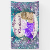 ブロンド・マーメイド誕生日パーティバナー 横断幕 (縦)