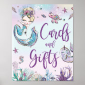 ブロンド・マーメイド誕生日ベビーシャワーカード&ギフト ポスター (正面)