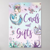 ブロンド・マーメイド誕生日ベビーシャワーカード&ギフト ポスター (正面)