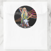 ブロンド・ロッカー抽象芸術ウィメンギターミュージックアート ラウンドシール (バッグ)