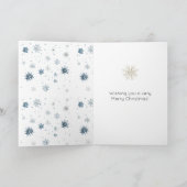 ブロンド 黒のドレス 雪の結晶 クリスマス カード (内部)