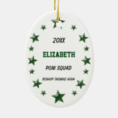 ブロンドPOMスクワッドグリーンとホワイト セラミックオーナメント (裏面)