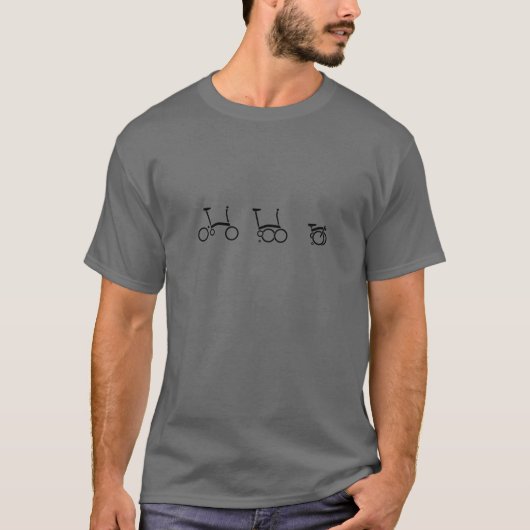 ブロンプトン折り畳み自転車ダークグレーTシャツ Tシャツ (正面)