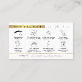 ブローズアフターケアの指示グラムブラック&金ゴールドPMU 名刺 (裏面)