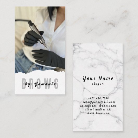 ブローズアフターケアPMUマイクロブレーディングヘナサロンブシン 名刺 (正面/裏面)