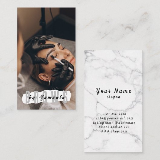 ブローズアフターケアPMUマイクロブレーディングヘナサロンブシン 名刺 (正面/裏面)