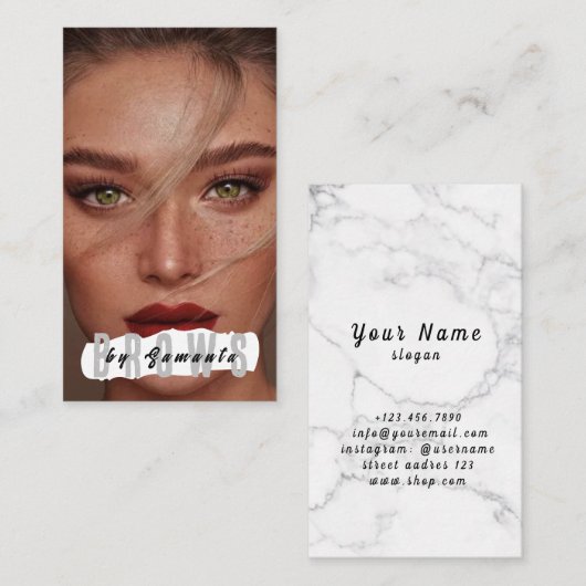 ブローズアフターケアPMUマイクロブレーディングヘナサロンブシン 名刺 (正面/裏面)