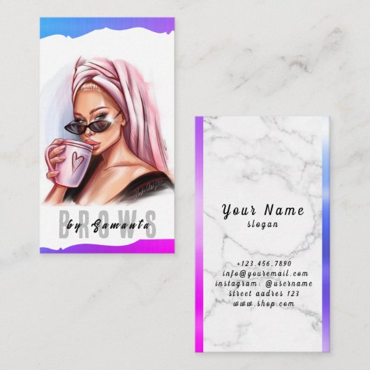 ブローズアフターケアPMUマイクロブレーディングヘナサロン 名刺 (正面/裏面)