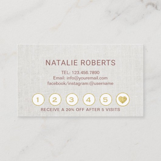 ブローズサロンバラ金ゴールドタイポグラフィロイヤリティ ロイヤリティカード (裏面)