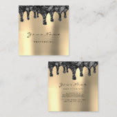 ブローズワックスラッシュシンプルなメイクアップスキンドリップス金ゴールドブラック スクエア名刺 (正面/裏面)