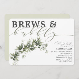 ブローズ&バブリー色あせた緑の婚約パーティ 招待状