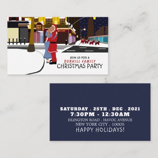 ブロードウェイのサンタのキス クリスマスパーティチケット エンクロージャーカード (正面/裏面)