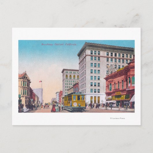 ブロードウェイのビュー通りCarOakland, CA ポストカード (正面)