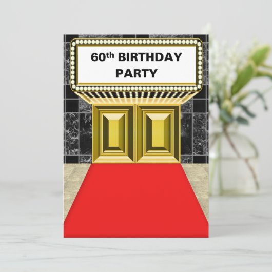 ブロードウェイの玄関ひさしの丁重な第60誕生会 招待状 (スタンド正面)